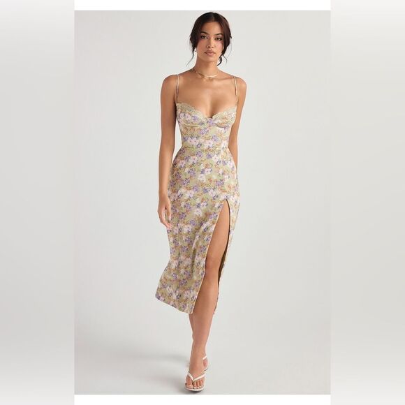 House of CB Charlotte Peony Print Midi Dress Plus Cup L NWOT - Picture 5 of 16